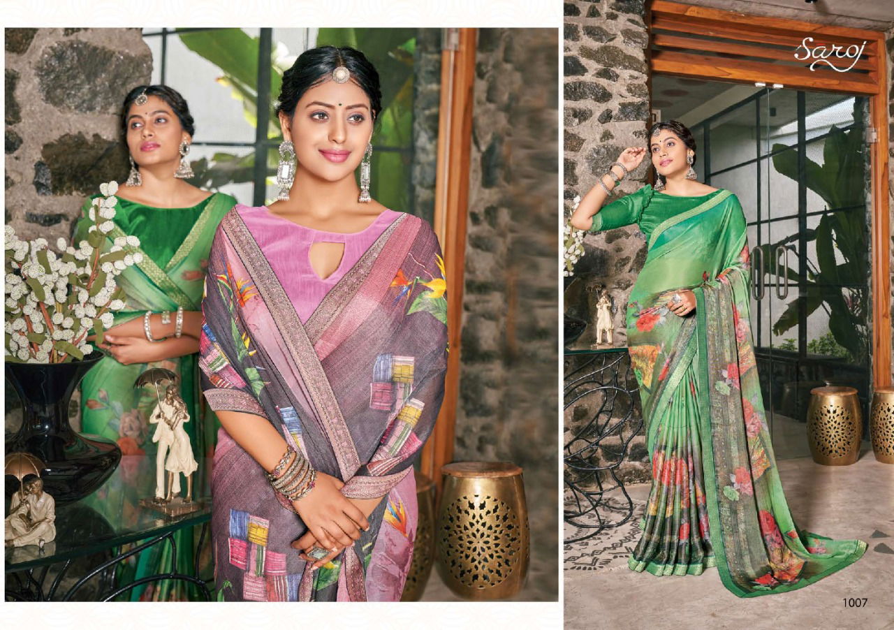 Saroj Delight 4 Printed Brasso Casual Wear Latest Saree Collection
